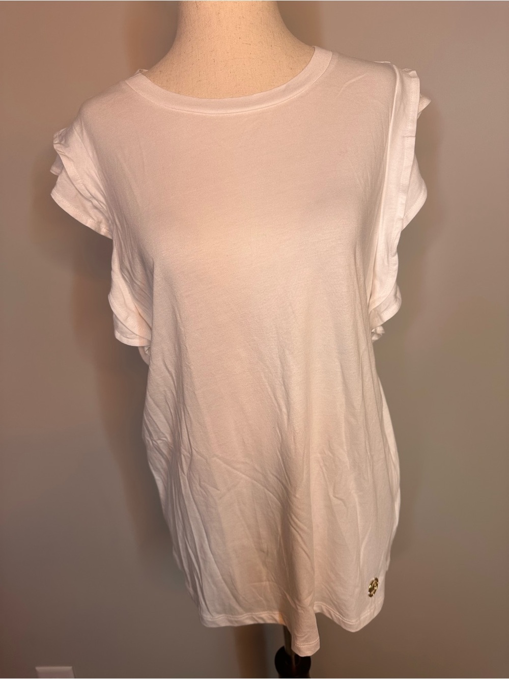 NWT sz M Michael by Michael Kors white modal flutter sleeve blouse